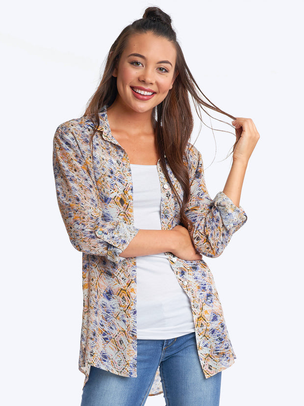 Tianello Mustique Print Washable Silk "Loving" Blouse-Wash