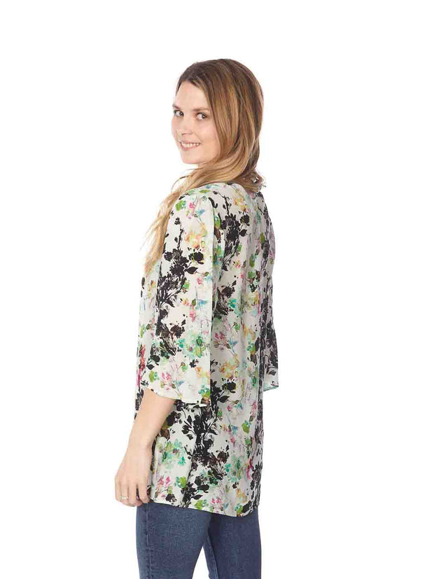 Tianello “Quito” Print Washable Silk "Vanna" Blouse-Wash