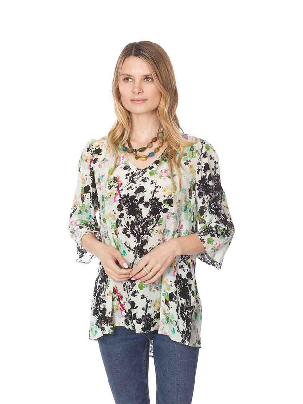 Tianello “Quito” Print Washable Silk "Vanna" Blouse-Wash
