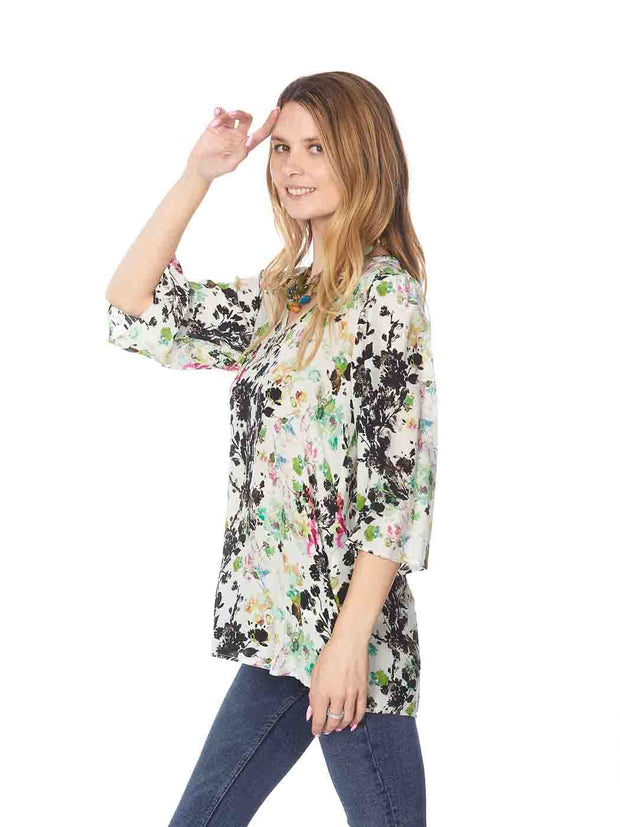 Tianello “Quito” Print Washable Silk "Vanna" Blouse-Wash