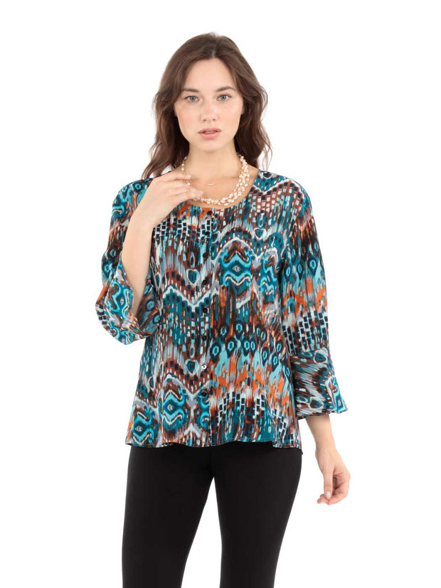 "Quito" Print  Washable Silk "Lisa" Blouse