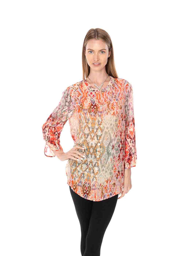 Tianello "Ravani" Print Washable Silk "Bobbie" Blouse-Wash