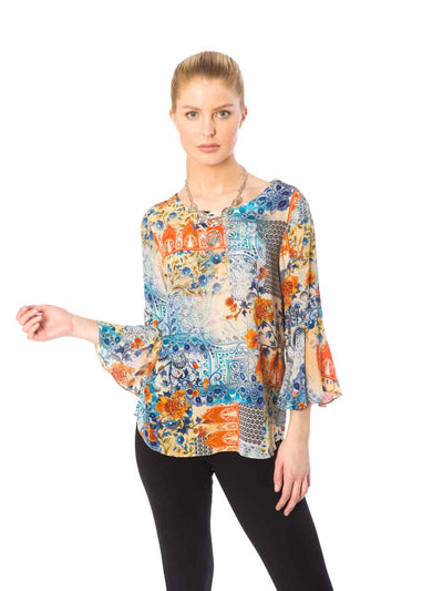 Tianello "Scarlet" Print Washable Silk "Trey" Blouse-Wash
