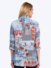 Tianello "Scarlet" Print Washable Silk "Loving" Blouse-Wash