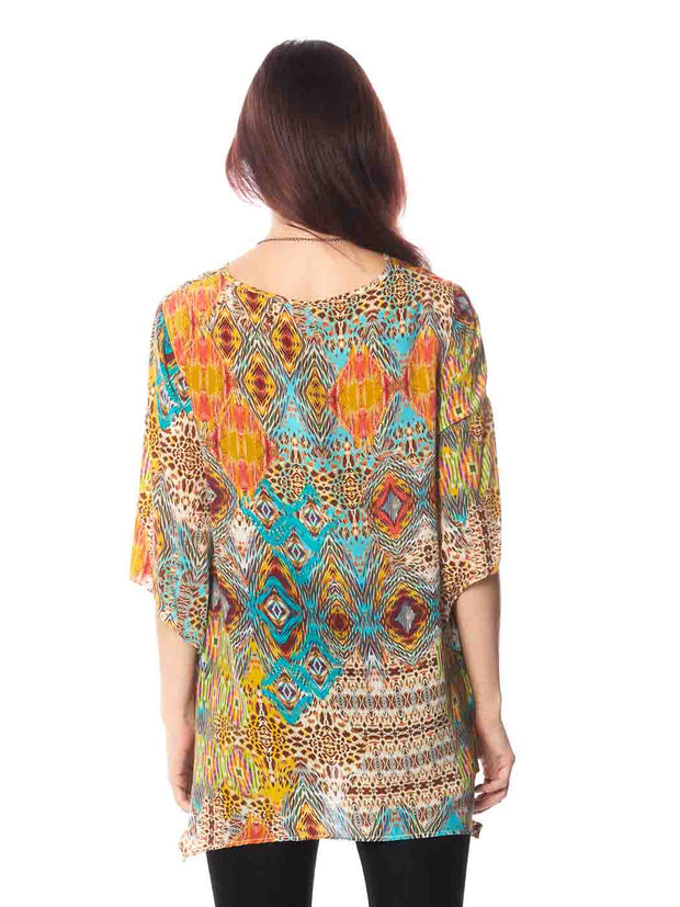 Tianello "Starry Night" Print Washable Silk "Natalie" Blouse-Wash