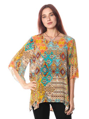 Tianello "Starry Night" Print Washable Silk "Natalie" Blouse-Wash