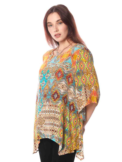 Tianello "Starry Night" Print Washable Silk "Natalie" Blouse-Wash
