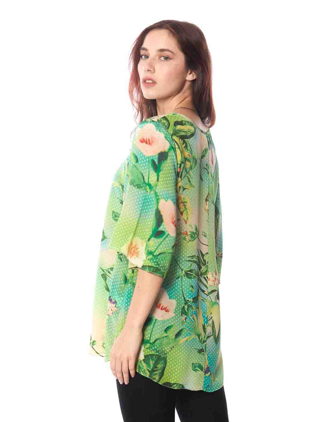 Tianello "Tonga" Printed  Washable Silk "Alena" Blouse-Wash