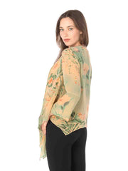 Tianello "Tonga Island" Print  Washable Silk "Yuriko" Kimono-Nectar