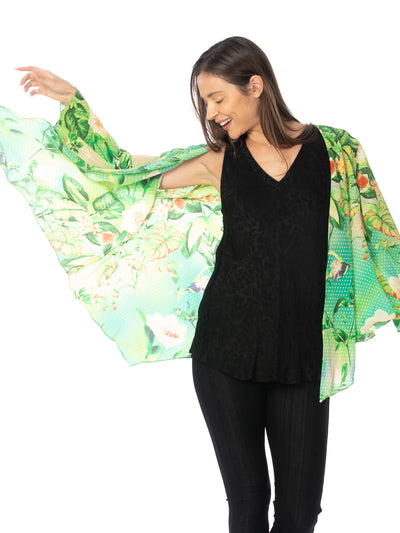 Tianello "Tonga Island" Print  Washable Silk "Yuriko" Kimono-Wash