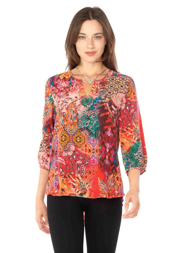 Tianello “UNA” Washable Silk Teylyne Blouse-Hot Pink