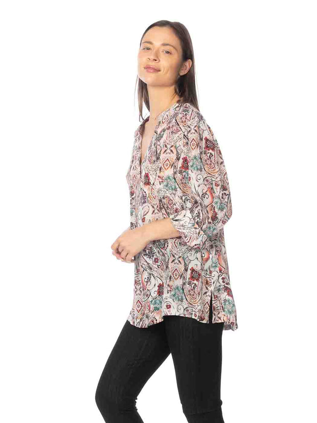 Tianello "Unity" Print Washable Silk "Diva' Blouse-Wash