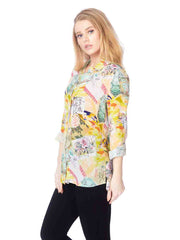 Tianello Silk "YUKO" Print  Washable Silk "Loving" Blouse-Wash