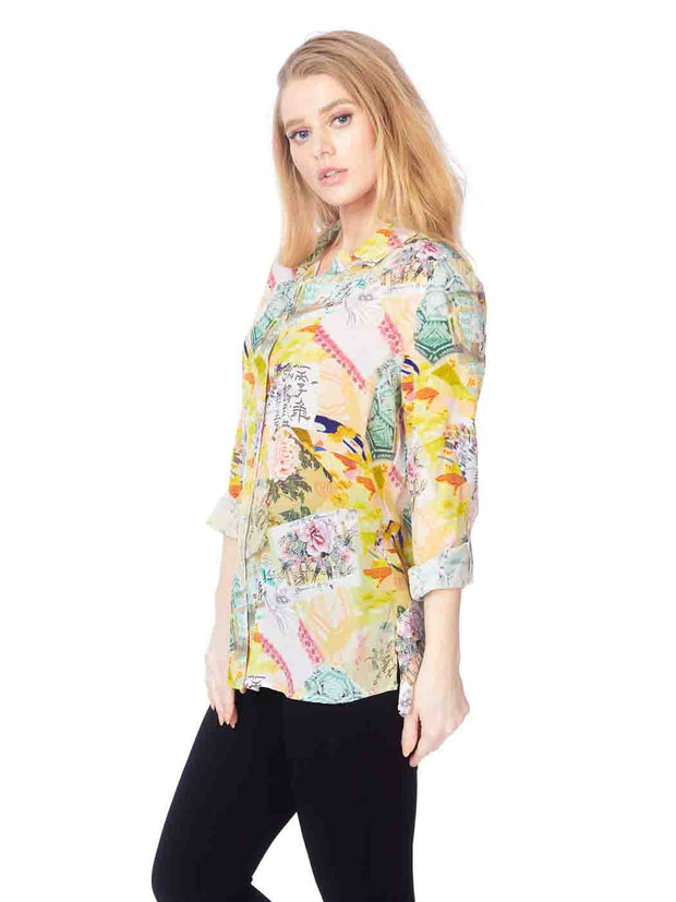 Tianello Silk "YUKO" Print  Washable Silk "Loving" Blouse-Wash