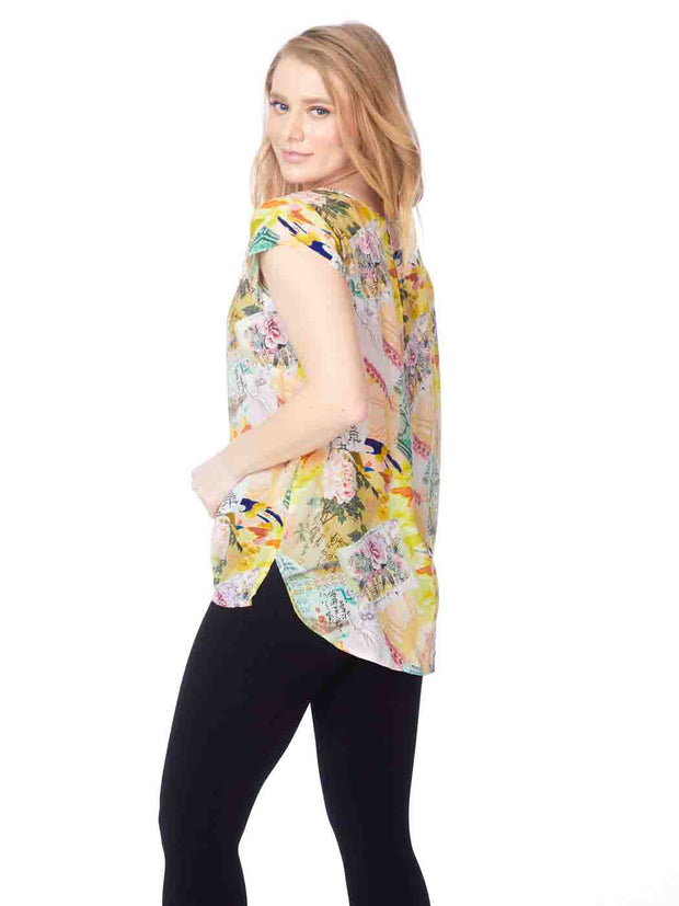 Tianello "Yuko" Print Washable Silk "Ellie" Blouse-Wash