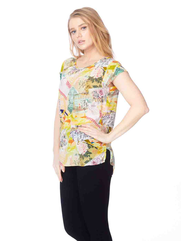 Tianello "Yuko" Print Washable Silk "Ellie" Blouse-Wash