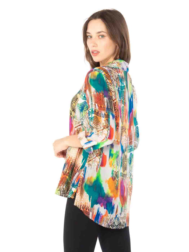 Tianello "Zesta" Print Washable Silk "Loving" Blouse-Wash