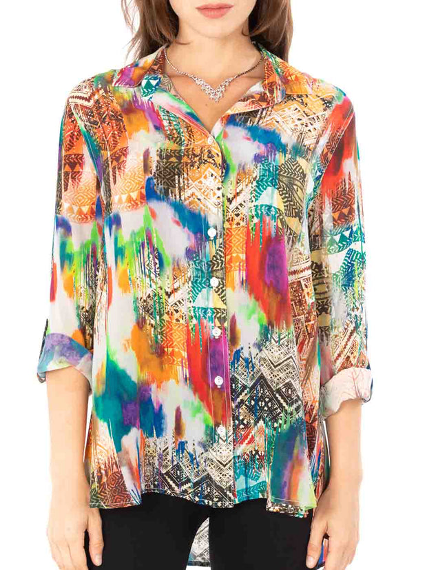 Tianello "Zesta" Print Washable Silk "Loving" Blouse