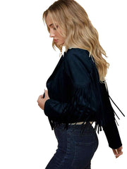 Tianello - Saints & Hearts  Fringed Suedette  "Moto" Jacket - "Vegan Leather"-Black