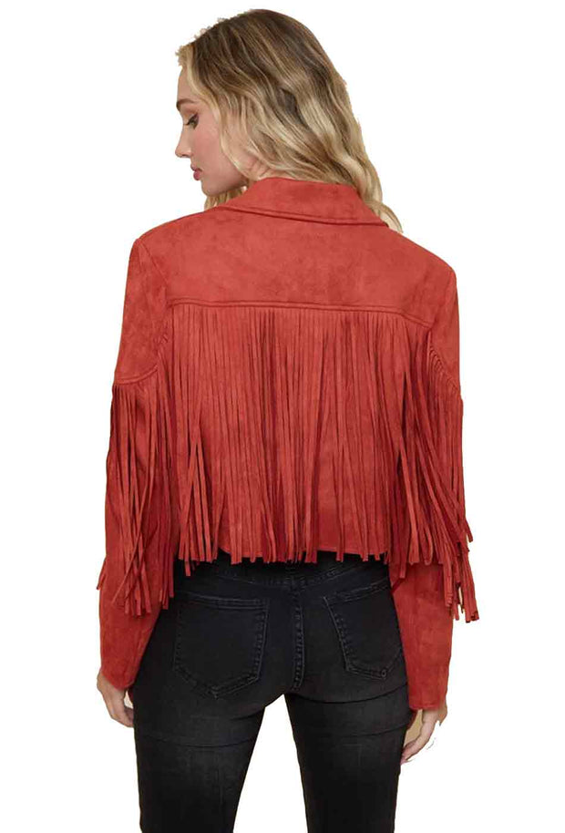 Tianello - Saints & Hearts  Fringed Suedette  "Moto" Jacket - "Vegan Leather"-Rust
