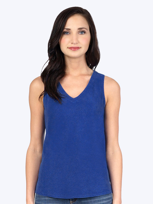Tianello Plus sized TENCEL™ Erika Bias Tank-Electric Blue