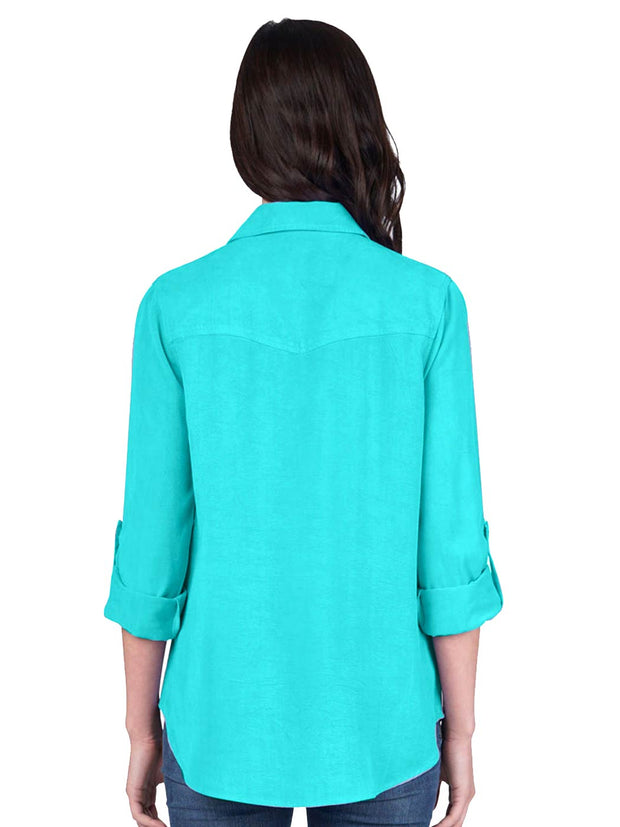 Washable Silk Crepe de Chine "Savoir" Blouse-Glass Blue