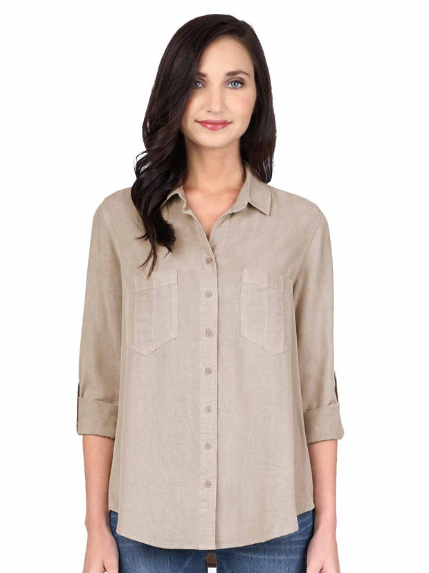 Tianello "Ivy" Light Weight TENCEL™ Savoir Blouse-SLATE