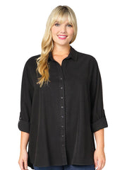 Tianello TENCEL™ Plus Sized "Loving" Blouse-Black