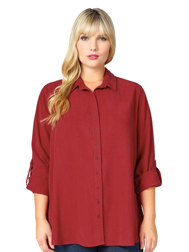 Tianello TENCEL™ Plus Sized "Loving" Blouse-Black