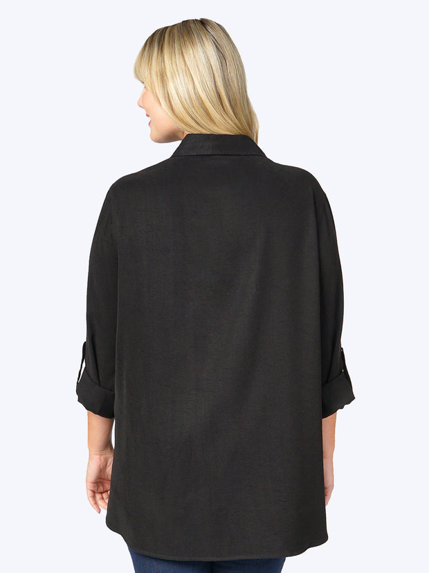 Tianello TENCEL™ Plus Sized "Loving" Blouse-Black