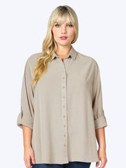 Tianello TENCEL™ Plus Sized "Loving" Blouse-Black-Line