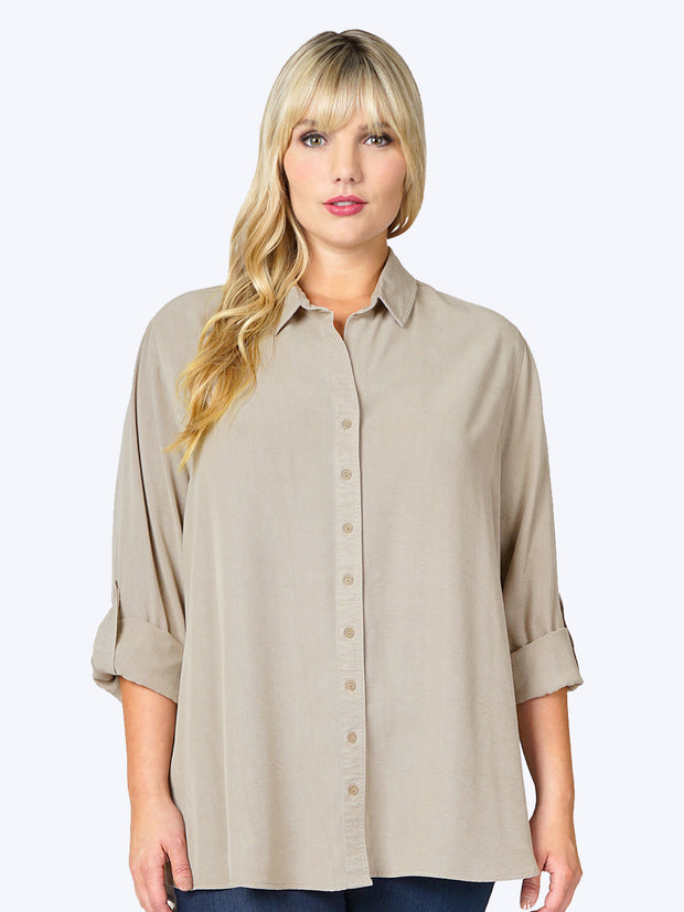 Tianello TENCEL™ Plus Sized "Loving" Blouse-Black-Line
