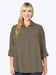 Tianello TENCEL™ Plus Sized "Loving" Blouse-Black-Moss