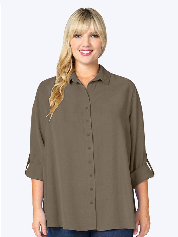 Tianello TENCEL™ Plus Sized "Loving" Blouse-Black-Moss