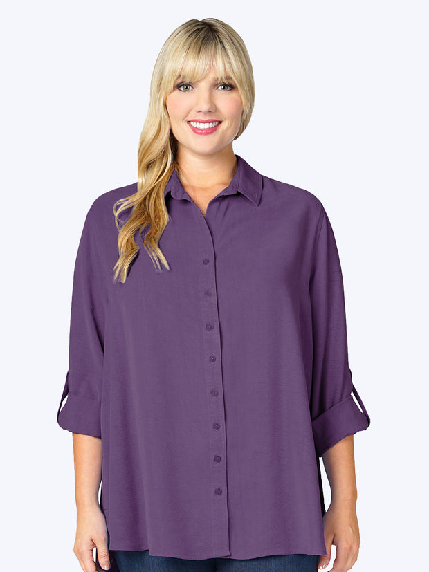 Tianello TENCEL™ Plus Sized "Loving" Blouse-Purple