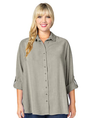 Tianello TENCEL™ Plus Sized "Loving" Blouse-Black-Slate