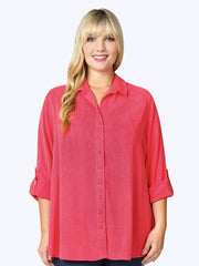 Tianello TENCEL™ Plus Sized "Loving" Blouse-Black-Velvet Pink