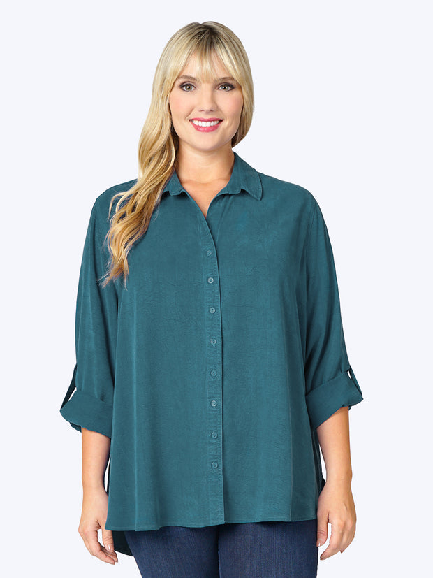 Tianello TENCEL™ Plus Sized "Loving" Blouse-Vera Cruz