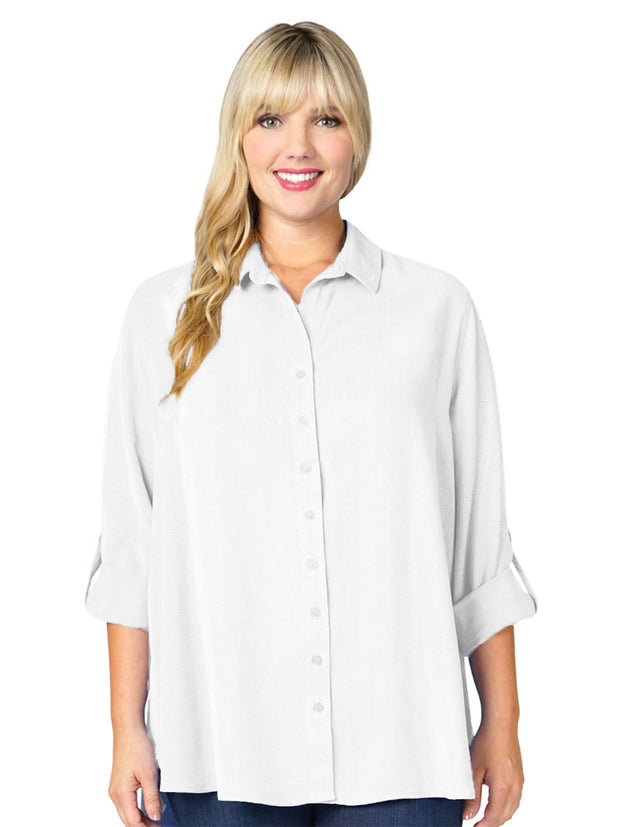 Tianello TENCEL™ Plus Sized "Loving" Blouse-Black