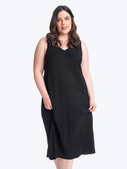 Tianello TENCEL™ Plus Sized Erika Tank Dress-Black
