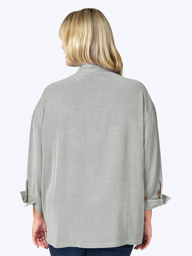 Tianello Plus Sized TENCEL™ "Taipei" Blouse-Bardot