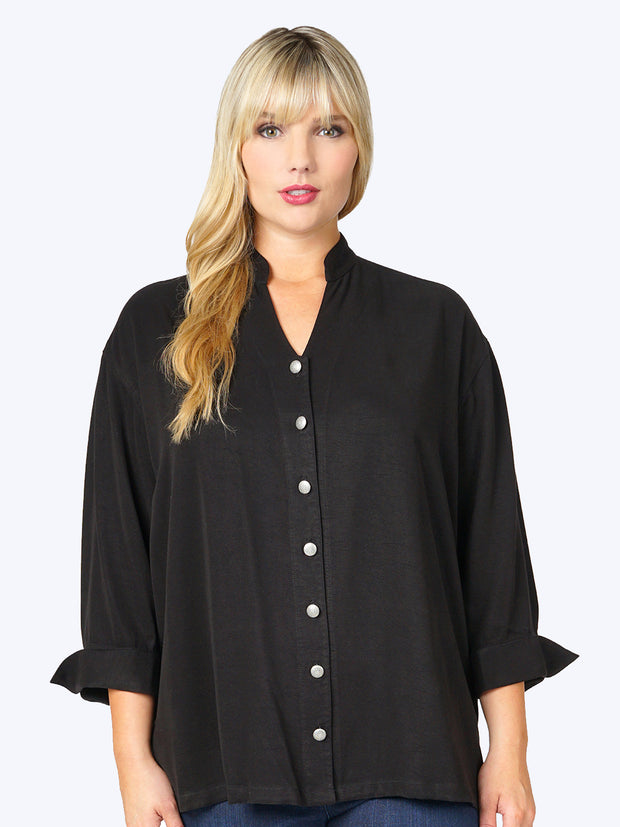 Tianello Plus TENCEL™ Taipei Blouse-Black