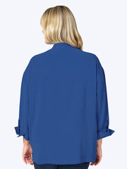 Tianello Plus Sized TENCEL™ "Taipei" Blouse-Electric Blue