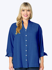 Tianello Plus TENCEL™ Taipei Blouse-Electric Blue