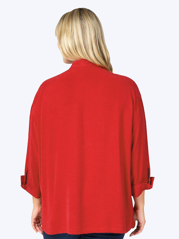 Tianello Plus Sized TENCEL™ "Taipei" Blouse-Fire