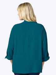 Tianello Plus Sized TENCEL™ "Taipei" Blouse-Midnight Teal