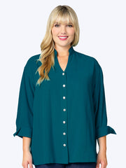 Tianello Tianello Plus TENCEL™ Taipei Blouse-Midnight Teal
