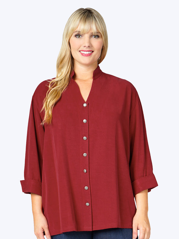 Tianello Plus TENCEL™ Taipei Blouse-Pomegranate