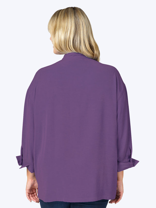 Tianello Plus Sized TENCEL™ "Taipei" Blouse-Purple