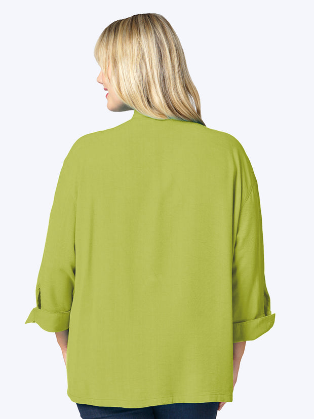 Tianello Plus Sized TENCEL™ "Taipei" Blouse-Spring Green